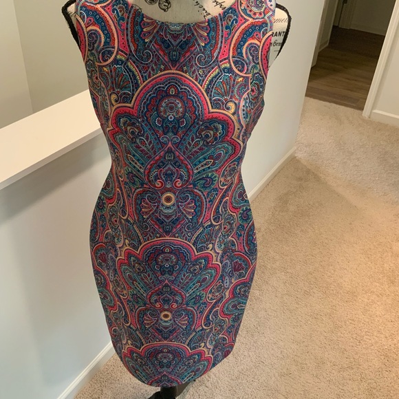 Tommy Hilfiger Multicolor Paisley Asymmetrical Dress - Picture 7 of 13